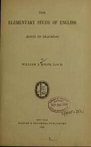 Tapa de The elementary study of English