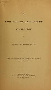 Tapa de The Lady Mowlson scholarship at Cambridge