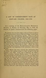 Tapa de A list of commencement days at Harvard college, 1642-1700