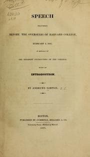Tapa de Speech delivered before the overseers of Harvard college, February 3, 1825, in behalf of the resident instructers of the college