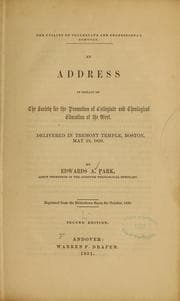 Tapa de An address in behalf of the society for the promotion of collegiate and theological education at the West...