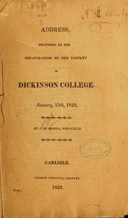 Tapa de Address, delivered at the organization of the faculty of Dickinson college
