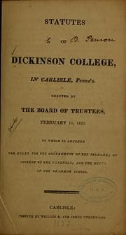 Tapa de Statutes of Dickinson college, in Carlisle, Penns'a