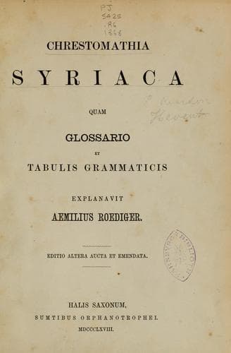Tapa de Chrestomathia syriaca