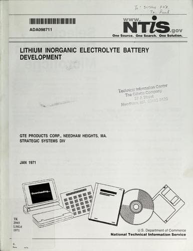 Tapa de Lithium Inorganic Electrolyte Battery Development