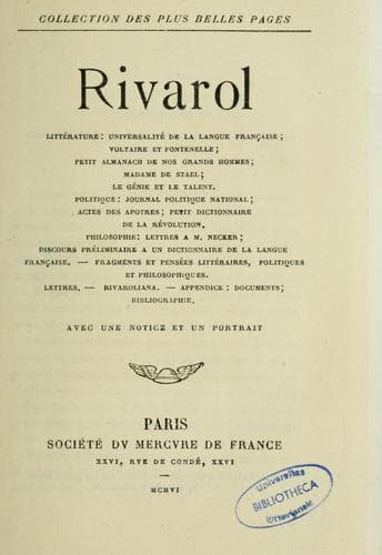 Tapa de Rivarol