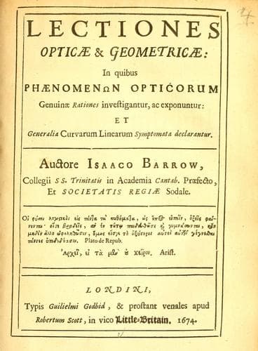 Tapa de Lectiones opticæ & geometricæ