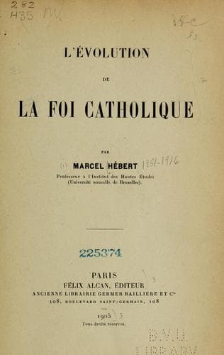 Tapa de L'évolution de la foi Catholique