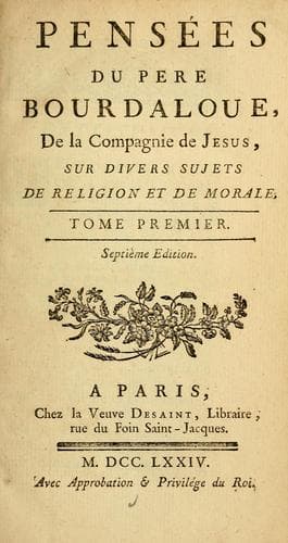 Tapa de Pensées du Père Bourdaloue