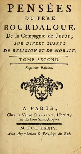 Tapa de Pensées du Père Bourdaloue