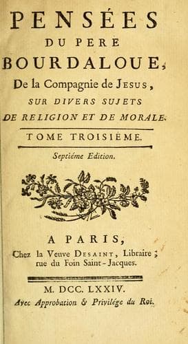 Tapa de Pensées du Père Bourdaloue
