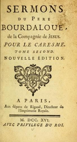 Tapa de Sermons du Père Bourdaloue