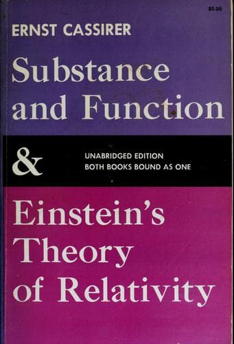 Tapa de Substance and function and Einstein's theory of relativity