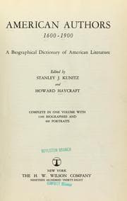 Tapa de American authors, 1600 - 1900