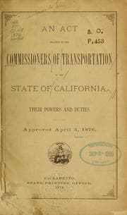Tapa de An act relative to the Commissioners of transportation of the State of California