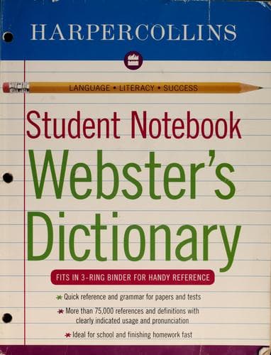 Tapa de HarperCollins student notebook Webster's dictionary