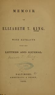 Tapa de Memoir of Elizabeth T. King...