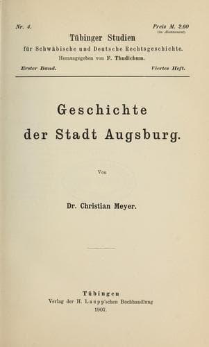 Tapa de Geschichte der Stadt Augsburg