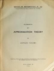 Tapa de Elements of approximation theory
