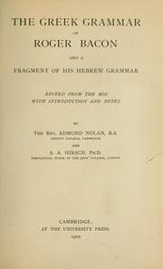Tapa de The Greek grammar of Roger Bacon and a fragment of his Hebrew grammar