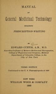 Tapa de Manual of general medicinal technology including prescription-writing