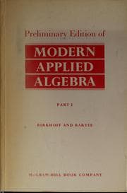 Tapa de Preliminary edition of Modern applied algebra