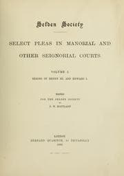 Tapa de Select pleas in manorial and other seignorial courts