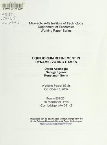 Tapa de Equilibrium refinement in dynamic voting games