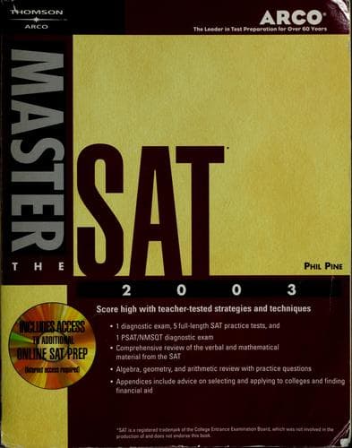 Tapa de Master the SAT 2003