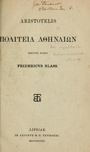 Tapa de Aristotelis Politeia Athēnaiōn