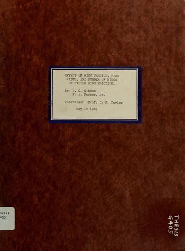 Tapa de Effect of ring tension, face width, and number of rings on piston ring friction