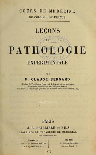 Tapa de Leçons de pathologie expérimentale
