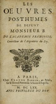 Tapa de Les oeuvres posthumes de defunt Monsieur B. de l'Academie françoise. Contrôleur de l'Argenterie du Roy