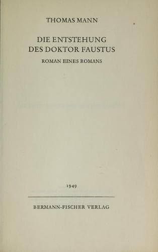 Tapa de Die Entstehung des Doktor Faustus