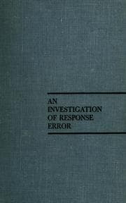 Tapa de An investigation of response error