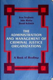 Tapa de The administration and management of criminal justice organizations