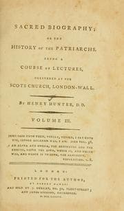 Tapa de Sacred biography, or, The history of the patriarchs ...