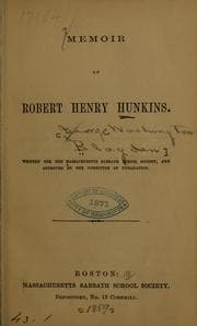 Tapa de Memoir of Robert Henry Hunkins