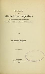Tapa de Stellung des attributiven Adjektivs in altfranzösischen Prosatexten von Anfang des XIII. bis Anfang des XV. Jahrhunderts