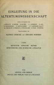Tapa de Einleitung in die altertumswissenschaft