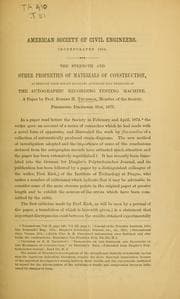 Tapa de The strength and other properties of materials of construction as deduced from strain diagrams automatically produced by the autographic recording testing manchine