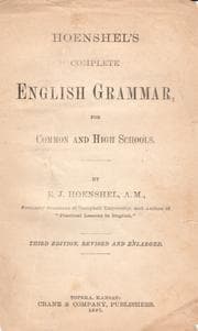 Tapa de Hoenshel's Complete English Grammar, for Common and High Schools.