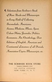 Tapa de Selections from Scribner's stock of rare books and manuscripts in every field of collecting