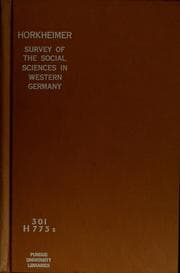 Tapa de Survey of the social sciences in Western Germany