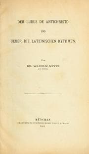 Tapa de Der Ludus de Antichristo und ueber die lateinischen Rythmen