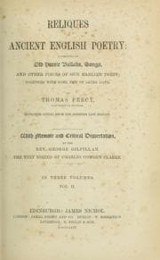 Tapa de Reliques of ancient English poetry