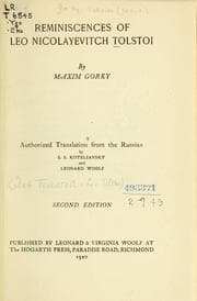 Tapa de Reminiscences of Leo Nicolayevitch Tolstoi