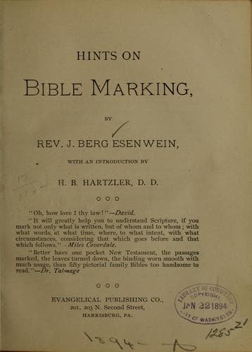 Tapa de Hints on Bible marking...