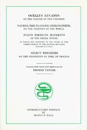Tapa de Ocellus Lucanus "on the Nature of the Universe" & Extracts from Taurus, Julius Firmicus Maternus and Proclus