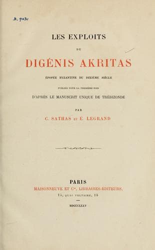 Tapa de Les exploits de Digénis Akritas